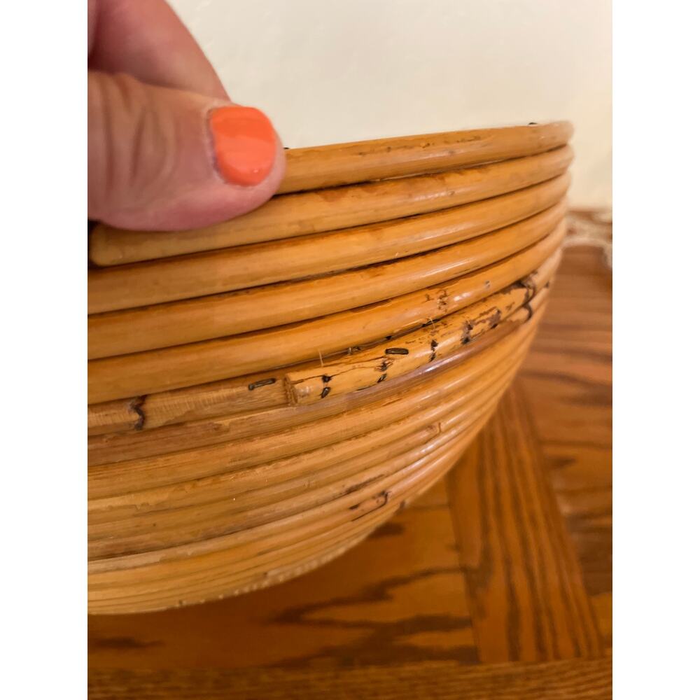 Vintage Italian Pencil Reed Bamboo Bowl Mid Century Made in Italy - Picture 5 of 10